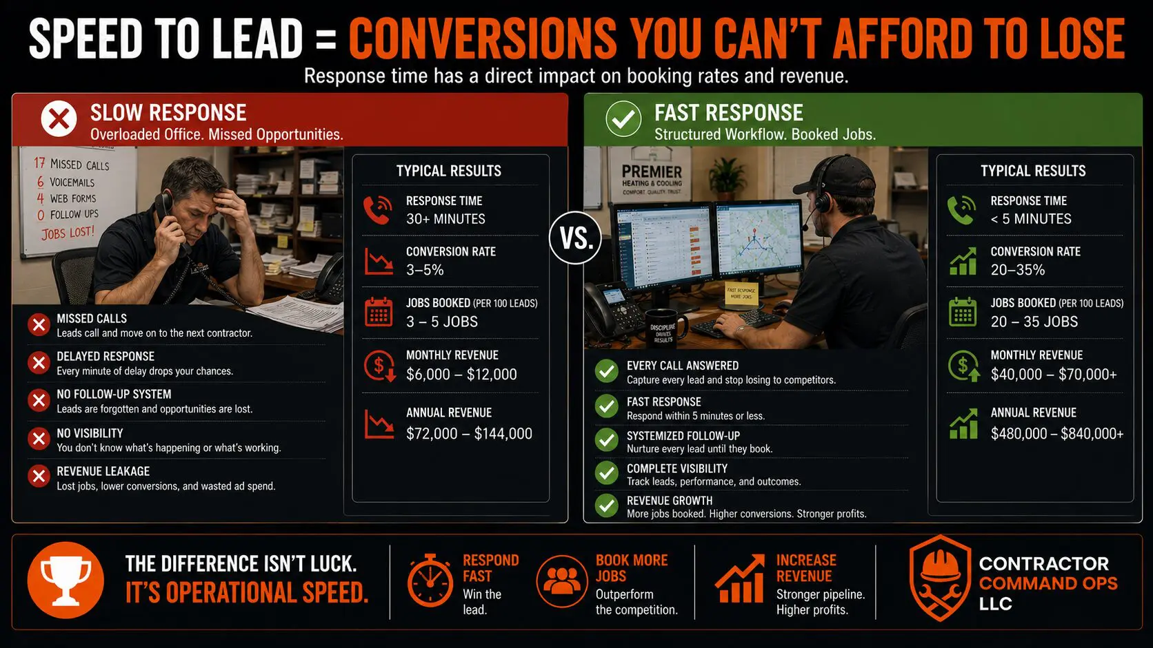 Infographic comparing slow vs fast response conversions