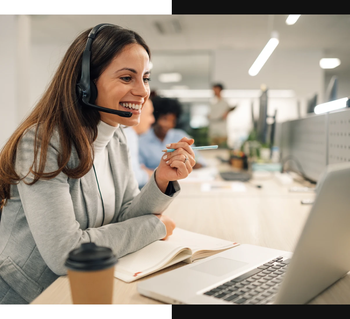 Female professional on video call in office